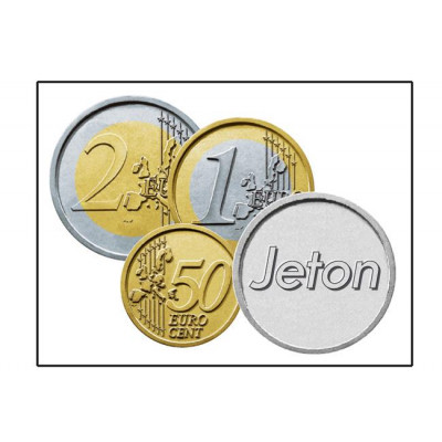 Coin sticker set, euro coins + chip (€2/€1/€0.50/chip)