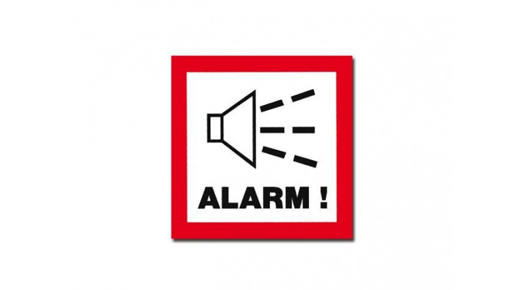 Aufkleber Alarm, 50 x 50 mm - Abbildung ähnlich