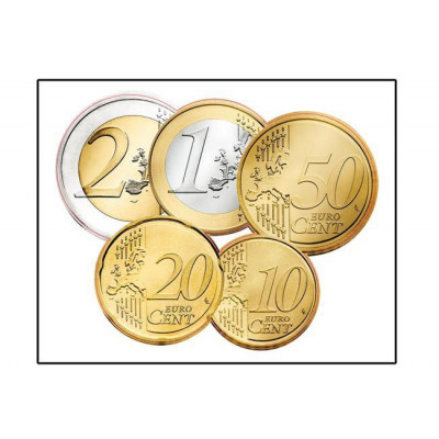Coin sticker set, euro coin set (€2/€1/€0.50/€0.20/€010)