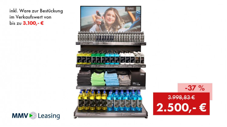 Aktionspaket: Quick&Bright LED-Leuchtregal für Autopflegeprodukte inkl. Ware zur Bestückung im Verkaufswert von bis zu 3.100 € - Abbildung ähnlich Aktionspaket: Quick&Bright LED-Leuchtregal für Autopflegeprodukte inkl. Ware zur Bestückung im Verkaufswert von bis zu 3.100 € - Abbildung ähnlich