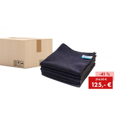 Aktionspaket: 200 x Quick&Bright Mikrofasertuch Universal, schwarz, mit Christ Einnäher, 40 x 40 cm