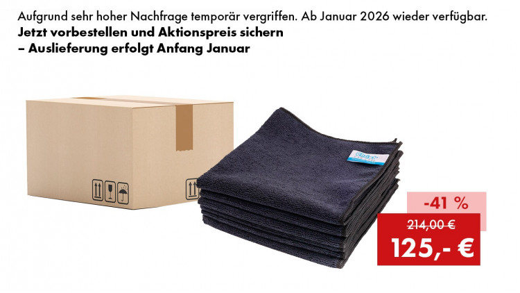 Aktionspaket: 200 x Quick&Bright Mikrofasertuch Universal, schwarz, mit Christ Einnäher, 40 x 40 cm - Abbildung ähnlich Aktionspaket: 200 x Quick&Bright Mikrofasertuch Universal, schwarz, mit Christ Einnäher, 40 x 40 cm - Abbildung ähnlich