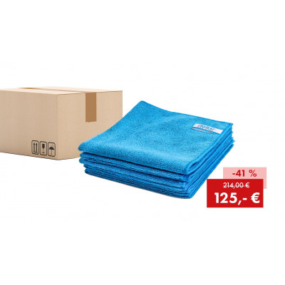 Aktionspaket: 200 x Quick&Bright Mikrofasertuch Universal, blau, mit Christ Einnäher, 40 x 40 cm