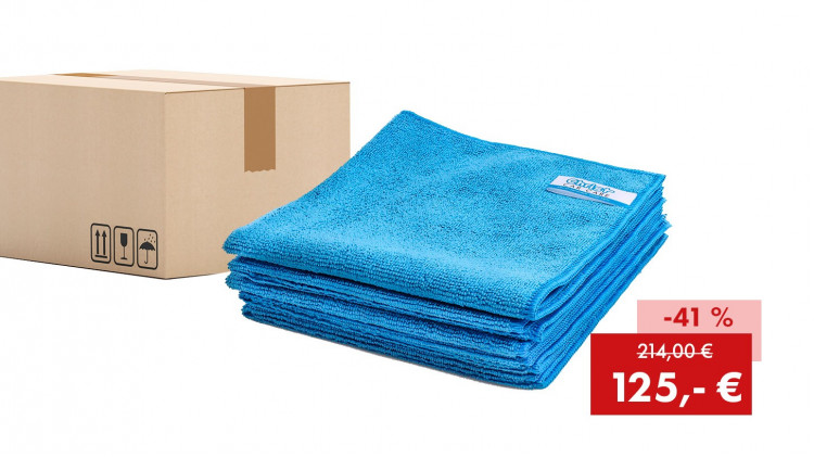 Aktionspaket: 200 x Quick&Bright Mikrofasertuch Universal, blau, mit Christ Einnäher, 40 x 40 cm - Abbildung ähnlich