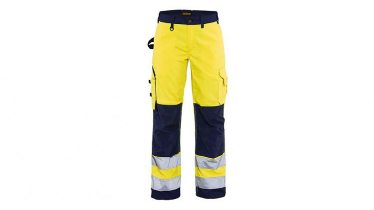 Women's hi-vis trousers without tool pockets 7155, yellow/navy, size 38 - Image similar