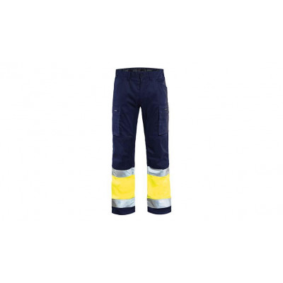 Hi-vis trousers with stretch 1551, navy blue/yellow, size 50