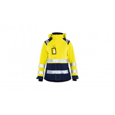 Damen High Vis Shell Jacke 4904, Farbe gelb/marineblau, Größe L