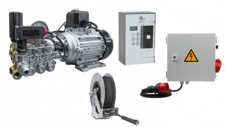 HD-Vorwascheinheit mit Steuerung und Münzer - für SB-Betrieb, mit Schlauchaufroller - Abbildung ähnlich