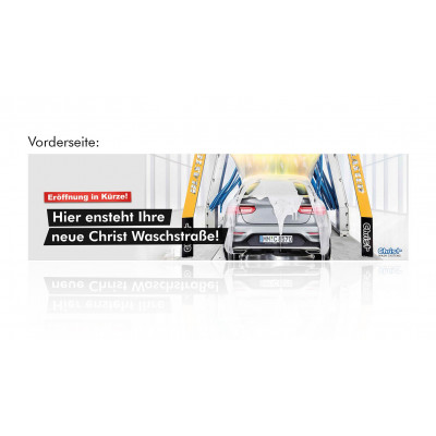 PVC turnaround advertising banner, wash tunnel, 300 x 90 cm, German