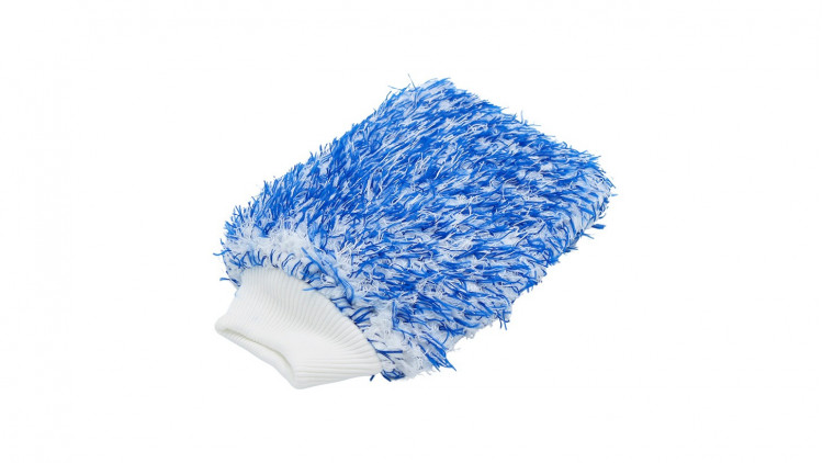 Mikrofaser Waschhandschuh gesprenkelt weiß/blau - Abbildung ähnlich