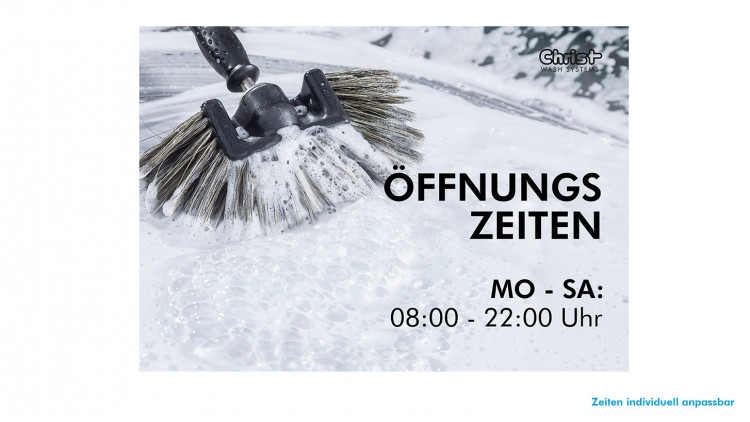 Öffnungszeiten-Schild – Motiv 2 – Waschbürste – DIN A3 - Abbildung ähnlich