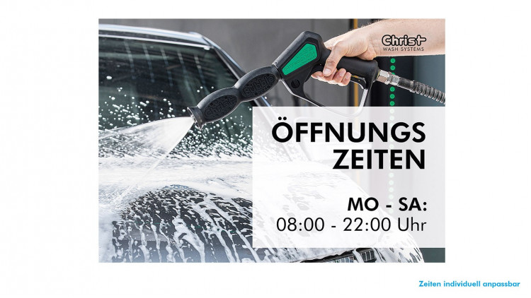 Öffnungszeiten-Schild – Motiv 3 – Schaumpistole – DIN A3 - Abbildung ähnlich