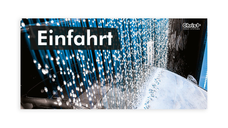 Hinweisschild „SPA FOR YOUR CAR“, Motiv 1 – Einfahrt, 595 x 290 mm - Deutsch - Abbildung ähnlich