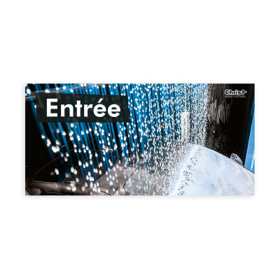 Hinweisschild „SPA FOR YOUR CAR“, Motiv 1 – Einfahrt, 595 x 290 mm - Französisch