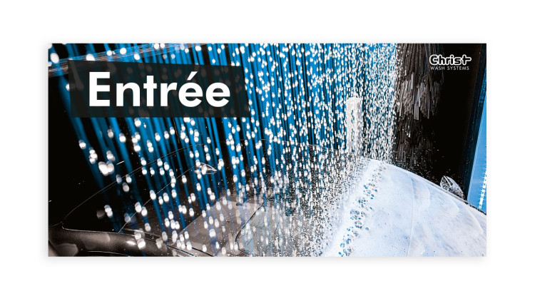 Hinweisschild „SPA FOR YOUR CAR“, Motiv 1 – Einfahrt, 595 x 290 mm - Französisch - Abbildung ähnlich