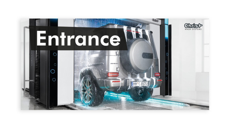 Hinweisschild „SPA FOR YOUR CAR“, Motiv 2 – Einfahrt, 595 x 290 mm - Englisch - Abbildung ähnlich