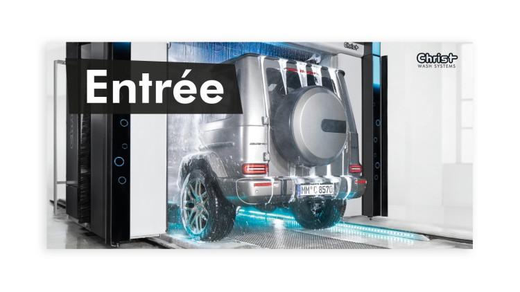 Hinweisschild „SPA FOR YOUR CAR“, Motiv 2 – Einfahrt, 595 x 290 mm - Französisch - Abbildung ähnlich