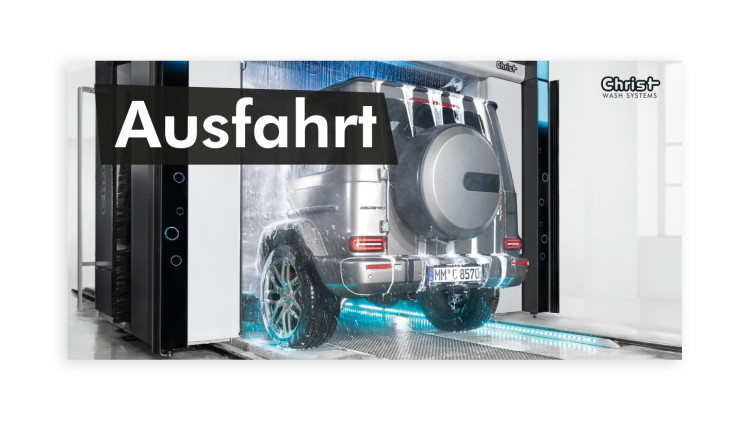 Hinweisschild „SPA FOR YOUR CAR“, Motiv 2 – Ausfahrt, 595 x 290 mm - Deutsch - Abbildung ähnlich
