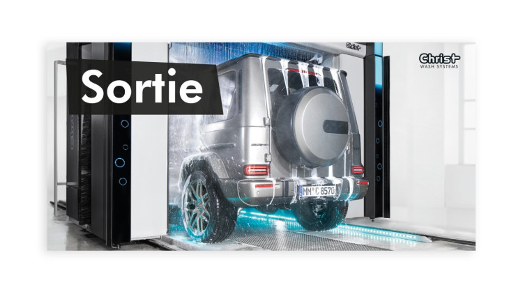 Hinweisschild „SPA FOR YOUR CAR“, Motiv 2 – Ausfahrt, 595 x 290 mm - Französisch - Abbildung ähnlich