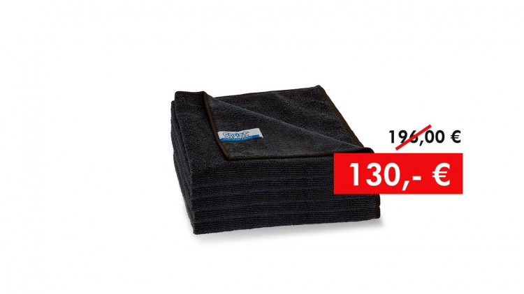 Promotion package: 200 x Quick&Bright microfibre cloth, black, with Christ sew-in tag, 40 x 40 cm - Image similar