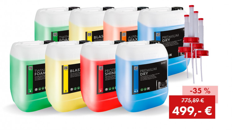 Chemie-Aktionspaket für Portalwaschanlage Tankstelle Herbst 2025 - Abbildung ähnlich