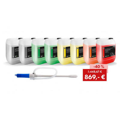 Chemie-Aktionspaket für SB-Waschplatz inkl. Batteriepumpe
