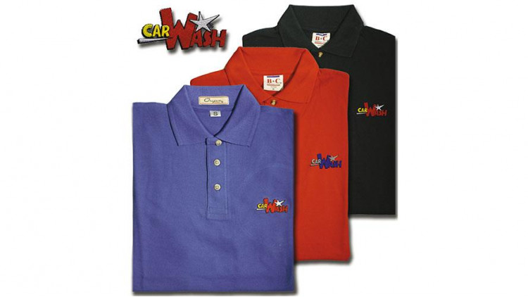 Poloshirt mit Bestickung Car Wash, Farbe kornblau, Größe M - Abbildung ähnlich
