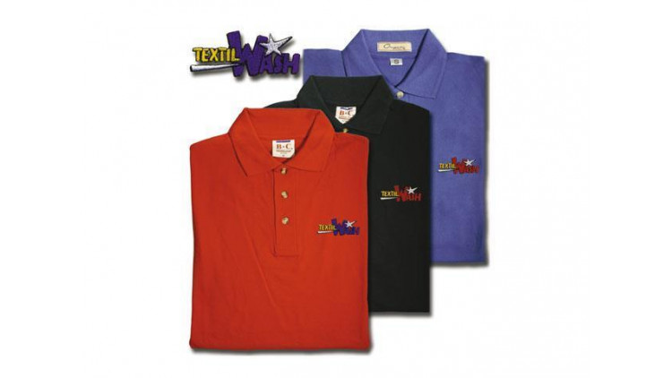 Poloshirt mit Bestickung Textil Wash, rot, Größe M - Abbildung ähnlich