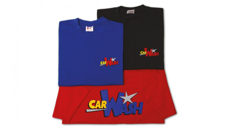 Rundhals T-Shirt, Bedruckung Car Wash, rot, Größe S - Abbildung ähnlich