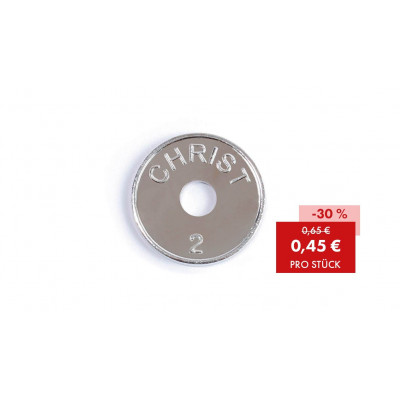 Wertmarke, Jeton, Christ 2, 22 mm geprägt mit Loch, vernickelt