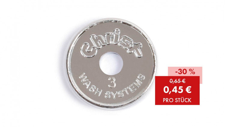 Wertmarke, Jeton, Christ 3, 26 mm geprägt mit Loch, vernickelt - Abbildung ähnlich