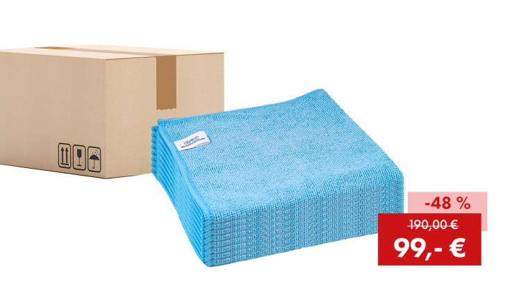 Aktionspaket: 200 x Quick&Bright Mikrofasertuch Easy, blau, mit Christ Einnäher, 38 x 38 cm - Abbildung ähnlich Aktionspaket: 200 x Quick&Bright Mikrofasertuch Easy, blau, mit Christ Einnäher, 38 x 38 cm - Abbildung ähnlich