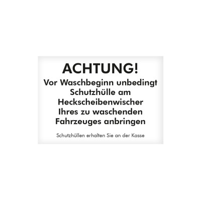 Hinweisschild „Schutzhüllen“ – DIN A1, Deutsch